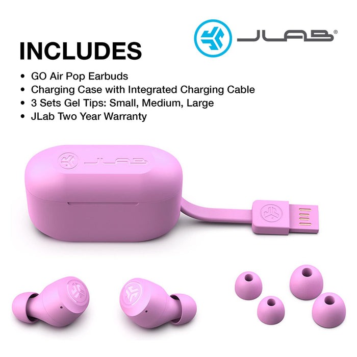 JLab Audio GO Air POP True Wireless Stereo Bluetooth Earbuds Pink