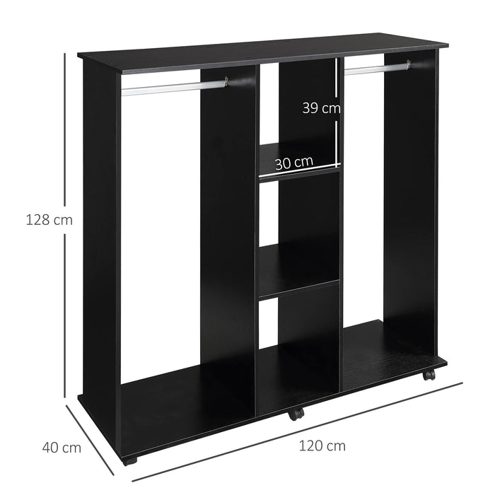 HOMCOM Open Wardrobe 02-0601 Aluminium, Particle Board Black 400 mm x 1200 mm x 1280 mm