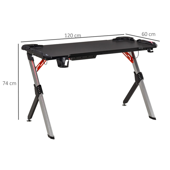 HOMCOM Gaming Desk with Lights Black 600 x 740 mm