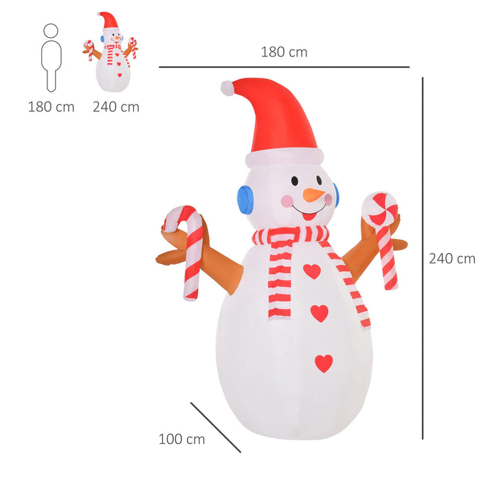 HOMCOM Christmas Snowman Inflatable White 100 x 240 cm