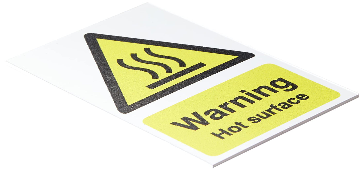 Warning Sign Hot Surface Plastic Yellow, Black 7.5 x 5 cm