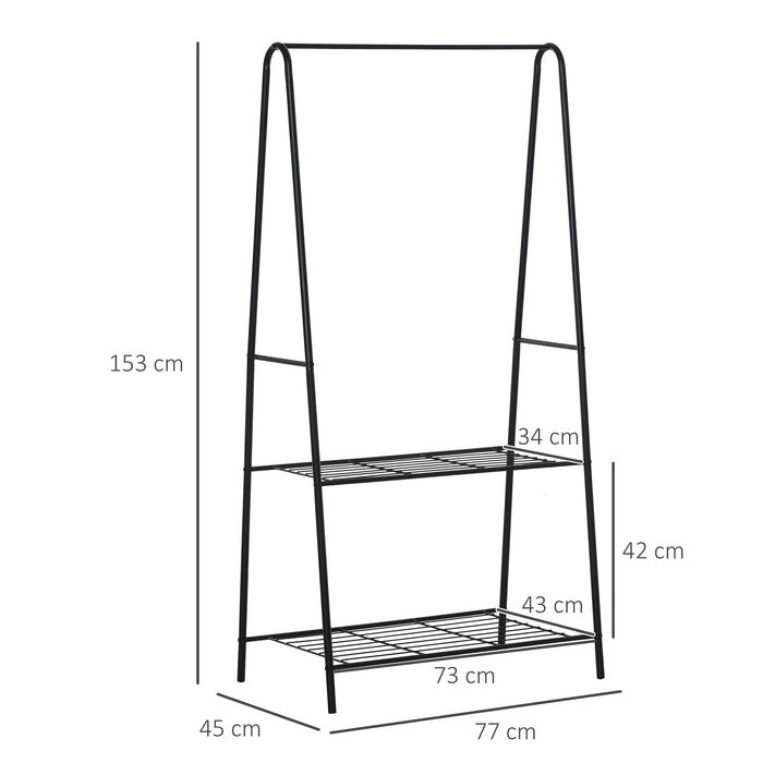 HOMCOM Cloth Rack 850-085 Steel Black 450 mm x 770 mm x 1530 mm