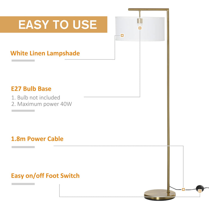 HOMCOM Floor Lamp B31-254V70 Gold, White