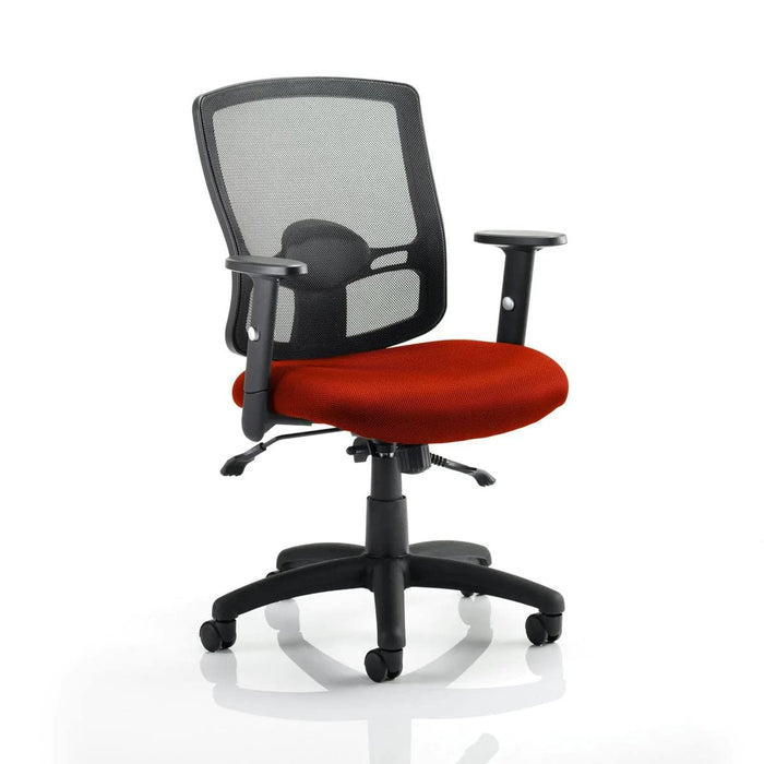 Dynamic Basic Tilt Task Operator Chair Height Adjustable Arms Portland II Tabasco Red Seat Without Headrest Medium Back