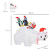 HOMCOM Christmas Polar Bear and Penguin Inflatable White 90 x 155 cm