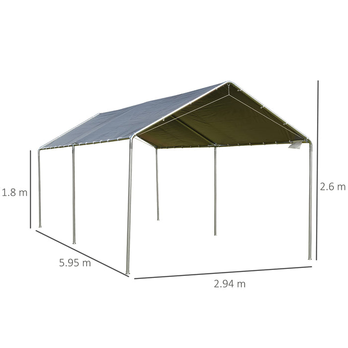 OutSunny Portable Garage Grey 5,950 x 2,600 mm