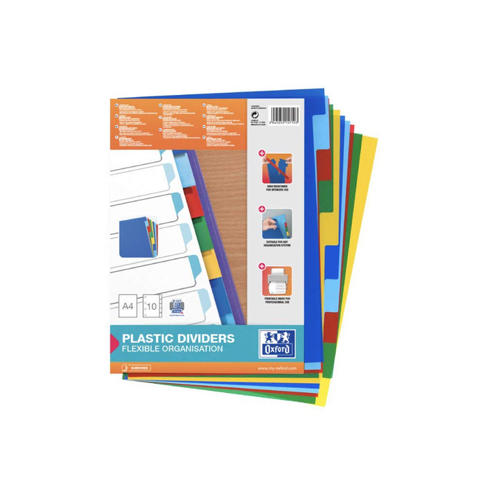 OXFORD Blank Dividers A4 Assorted Multicolour 10 Part PP (Polypropylene) 100205063