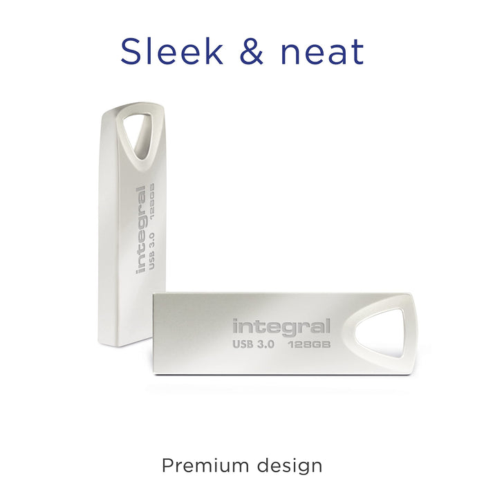 Integral USB 3.0 Flash Drive Metal Arc 128 GB Silver