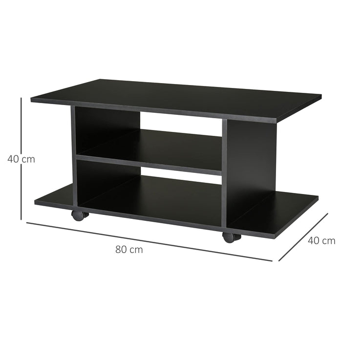 HOMCOM Mobile TV Stand 02-0610 Black 400 x 800 x 400 mm