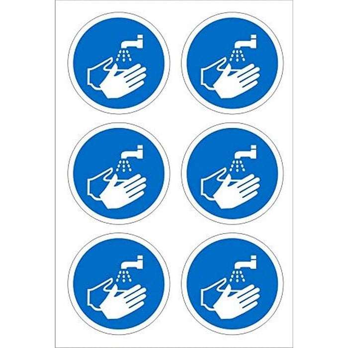 Mandatory Sign Wash Hands Plastic Blue, White