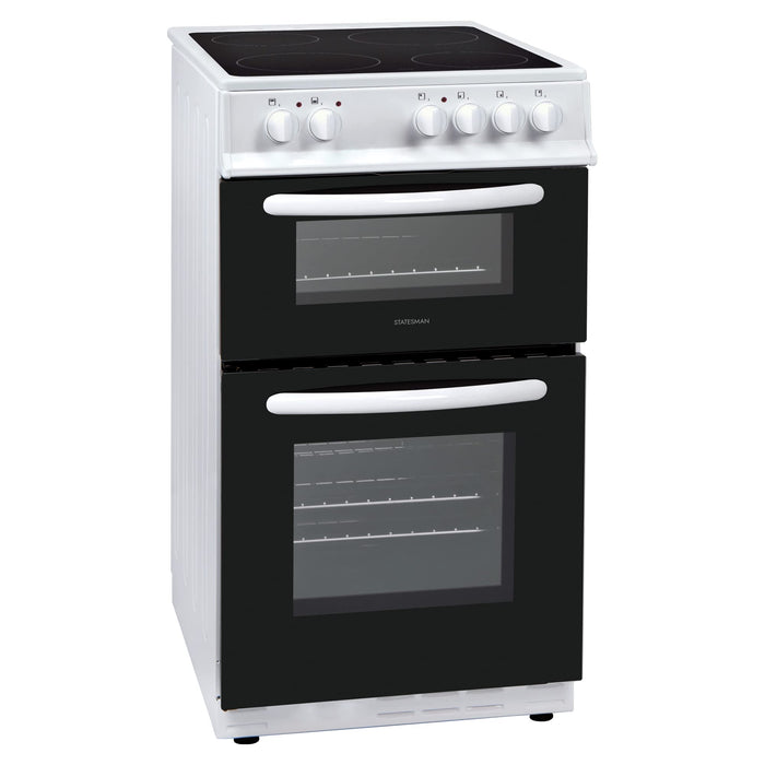 Statesman Double Oven EDC50B Electric Cooker Self-Clean ETC Enamel Metal Black