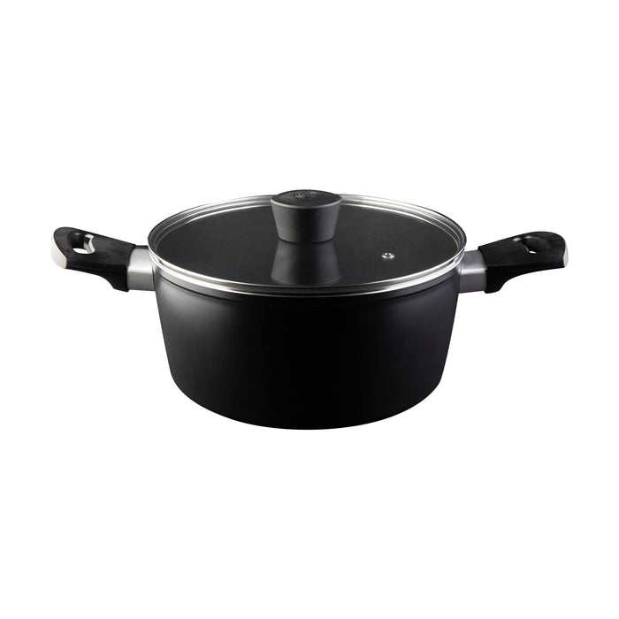 MasterChef Casserole Aluminium with Glass Lid Black, Silver 20 cm