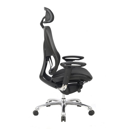 Nautilus Designs Ltd. High Back Synchronous Mesh Designer Executive Chair with Adjustable Headrest and Chrome Base - Black