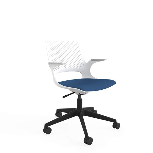 Basic Tilt Task Office Chair Fixed Arms Ergonomic Home Light Grey Back, Blue Seat