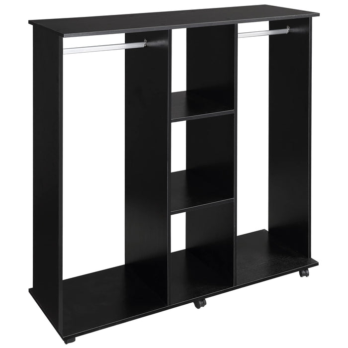 HOMCOM Open Wardrobe 02-0601 Aluminium, Particle Board Black 400 mm x 1200 mm x 1280 mm