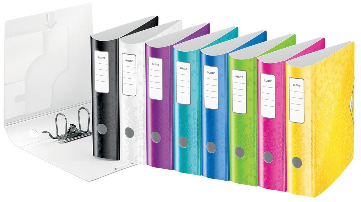 Leitz 180° Active WOW Lever Arch File A4 82 mm Assorted 2 ring 1106 Polyfoam Portrait Pack of 5