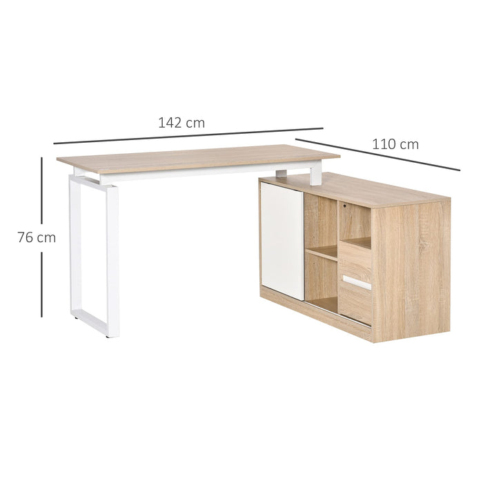 HOMCOM L-Shaped Desk Oak 1,110 x 760 mm