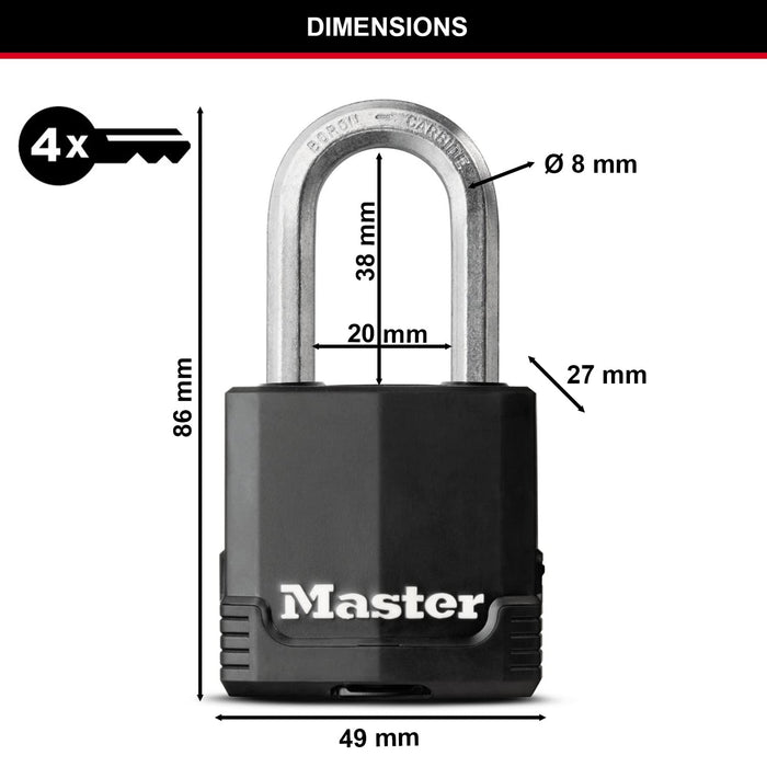 MASTERLOCK Padlock M115EURDLF Boron Carbide