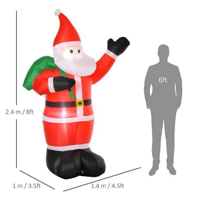 HOMCOM Christmas Santa Inflatable Multicolour 100 x 240 cm