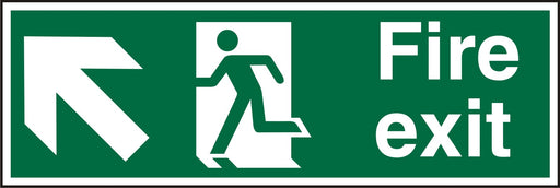 Fire Exit Sign with Up Left Arrow Plastic 10 x 30 cm