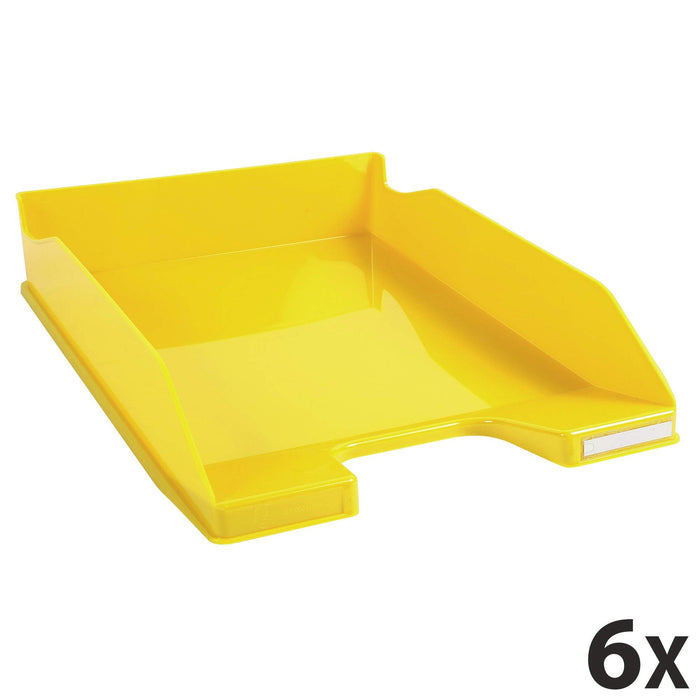 Exacompta Letter Tray Combo Midi Glossy Yellow Pack of 6