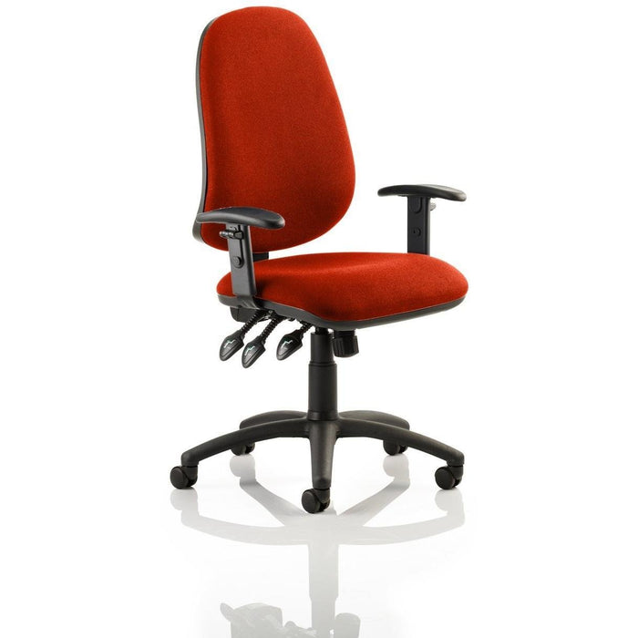 Dynamic Permanent Contact Backrest Task Operator Chair Ginseng Chilli Fabric Height Adjustable Arms Eclipse Plus XL Without Headrest High Back