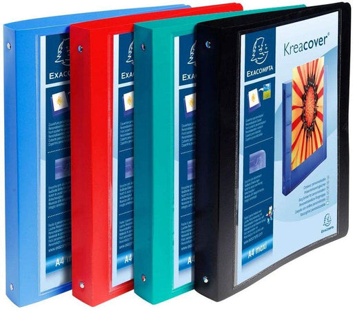 Exacompta Presentation Ring Binder Kreacover 51229E Polypropylene A4+ 4 Rings 30 mm Assorted Pack of 5