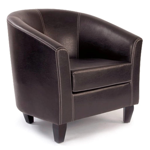 Nautilus Designs Ltd. High Back Tub Style Armchair Upholstered in a durable Leather Effect Finish DPA7788/BW Brown