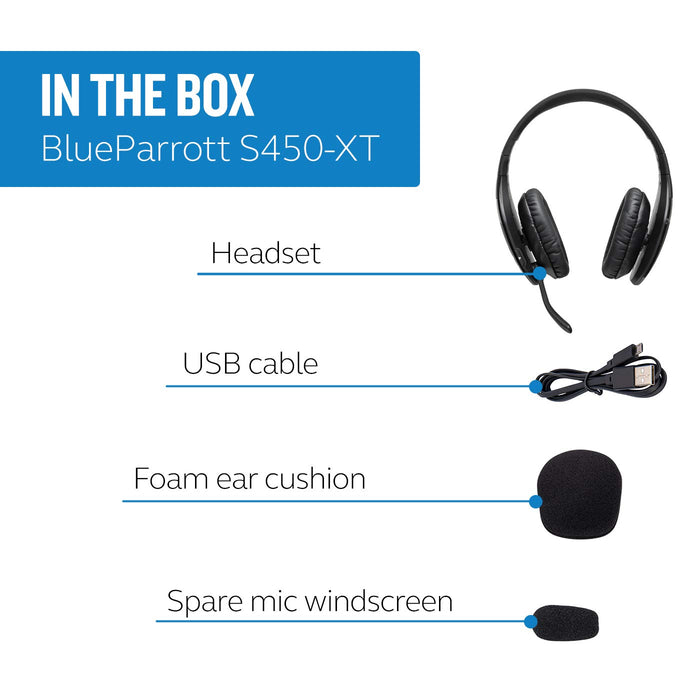 BlueParrott S450-XT - Headset - full size - Bluetooth - wireless - NFC - USB, 3.5 mm jack - noise isolating