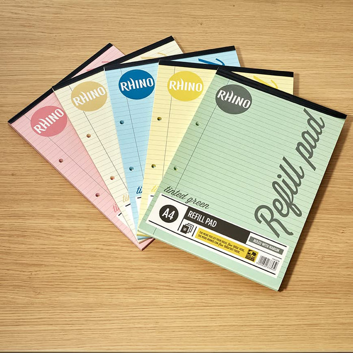 Rhino A4 Special Refill Pad 50 Leaf Feint Ruled 8mm With Margin Green Tinted Paper (Pack 6) - HAGFM-0