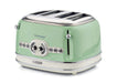 Ariete Toaster 4 Slices Stainless Steel Vintage 1600W Green