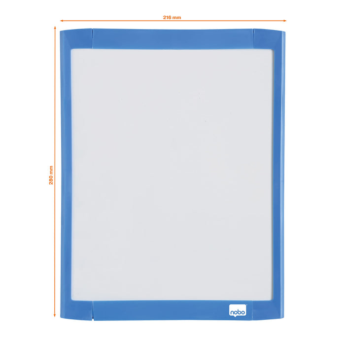 Nobo Mini Wall Mountable Magnetic Whiteboard 1903816 Lacquered Steel Assorted Coloured Frame 216 x 280 mm White