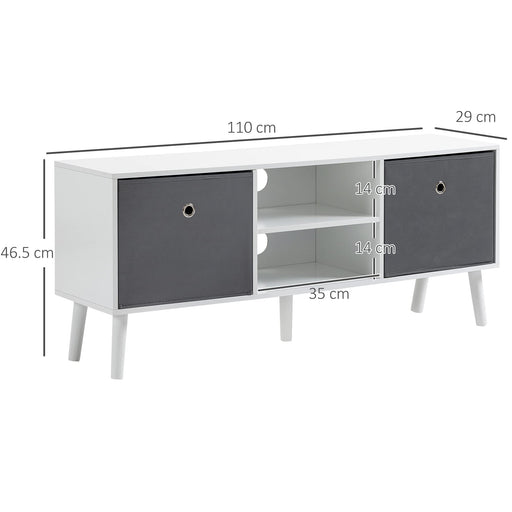 HOMCOM TV Stand MDF (Medium-Density Fibreboard), Nonwoven Fabric White, Grey 110 x 29 x 46.5 cm