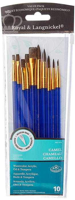 Royal & Langnickel Paint Brush Set Super Value Camel Hair Pack of 10