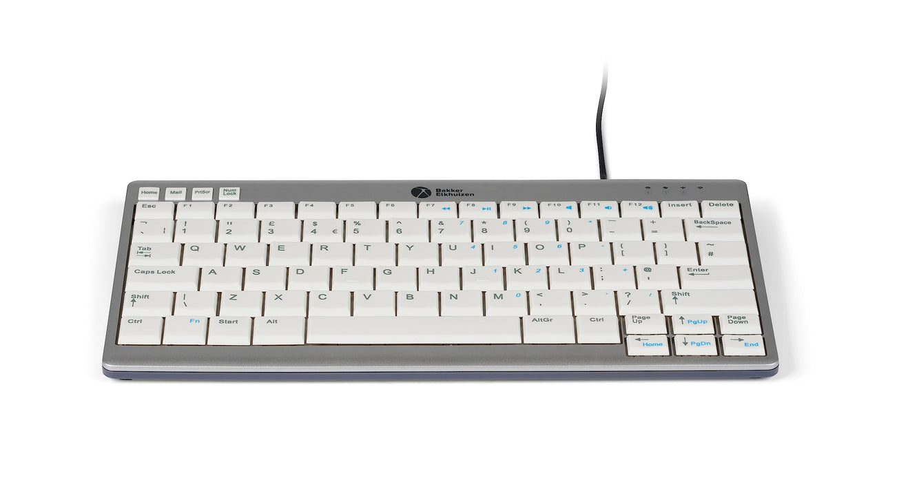 BakkerElkhuizen Compact Wired Keyboard UltraBoard 950 Ergonomic QWERTY GB USB White, Silver