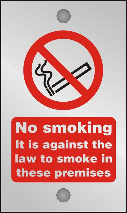 Prohibition Sign Against The Law to Smoke on These Premises Acrylic 20 x 12 cm