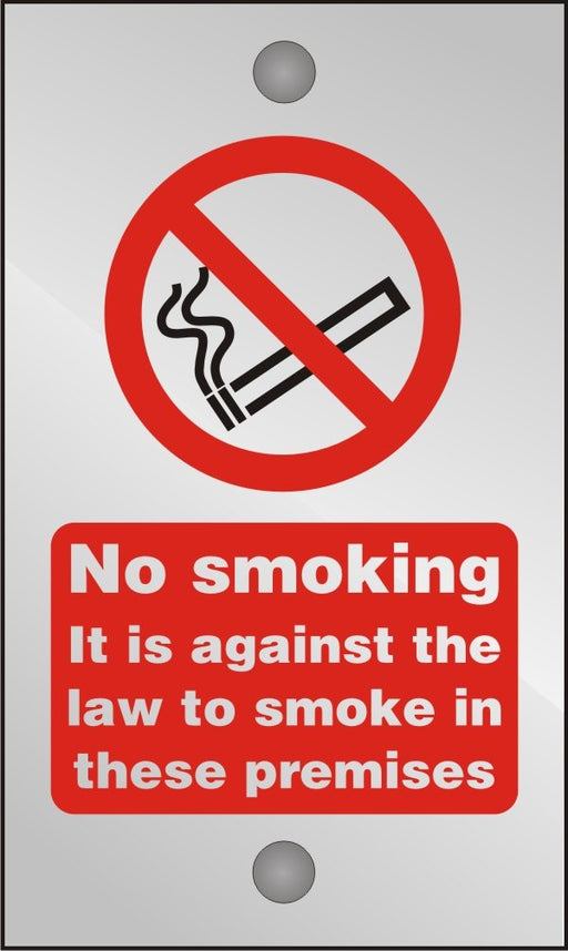 Prohibition Sign Against The Law to Smoke on These Premises Acrylic 20 x 12 cm