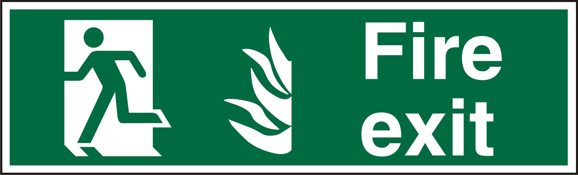 Fire Exit Sign with Left Arrow Self Adhesive Plastic Green 20 x 60 cm