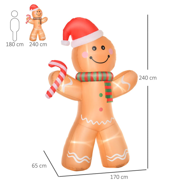 HOMCOM Christmas Gingerbread Man Inflatable Yellow 65 x 240 cm