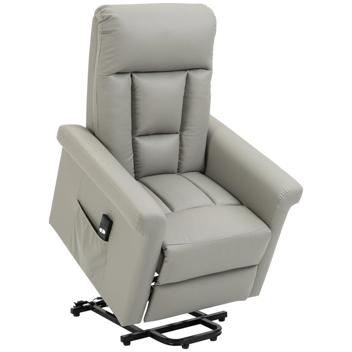 HOMCOM Power Lift Chair Grey PU (Polyurethane) Leather, Steel