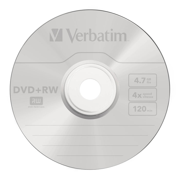 Verbatim DVD + RW 4x 4.7GB Matt Silver Spindle Pack of 25