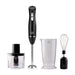 MasterChef Stick Blender 200 W with 700 ml Measuring Cup, Whisk and Chopper Bowl UK Stainless Steel Black