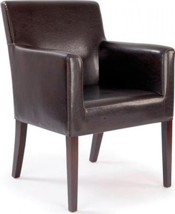 Nautilus Designs Ltd. Modern Cubed Armchair Upholstered in a Durable Leather Effect Finish - Brown