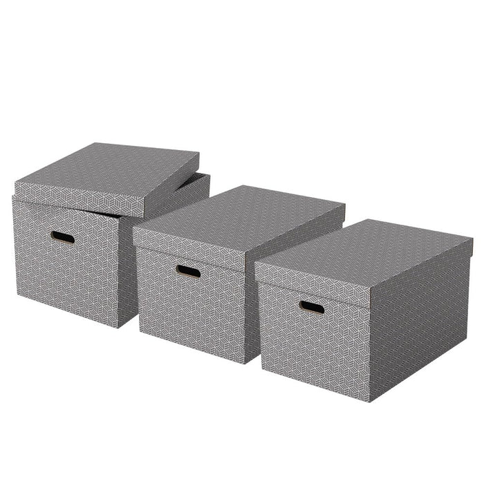 Esselte Home Storage Box 628287 Large 100% Recycled Cardboard Grey 355 x 510 x 305 mm Pack of 3