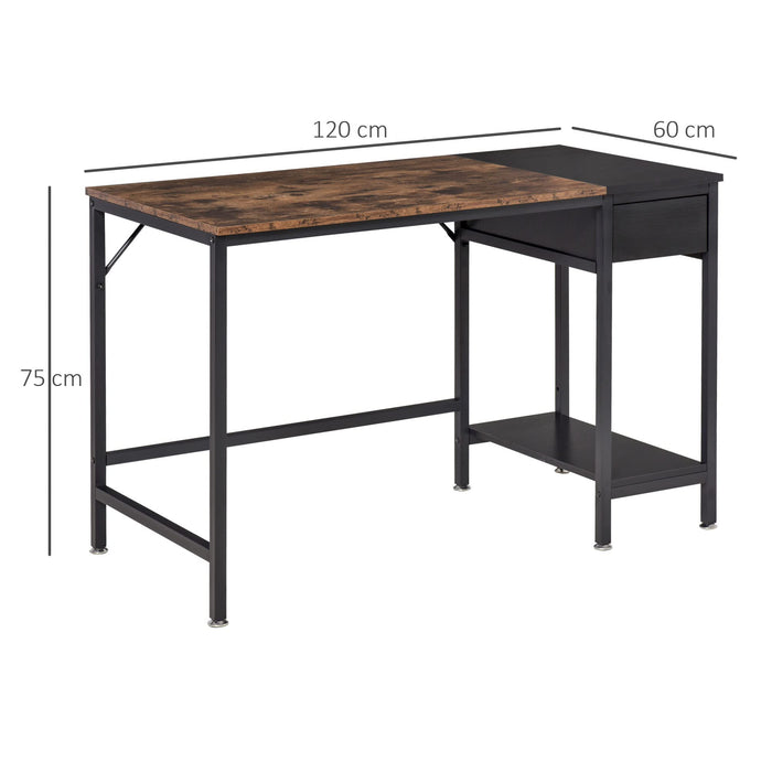 HOMCOM Computer Desk Rustic Brown, Black 600 x 750 mm