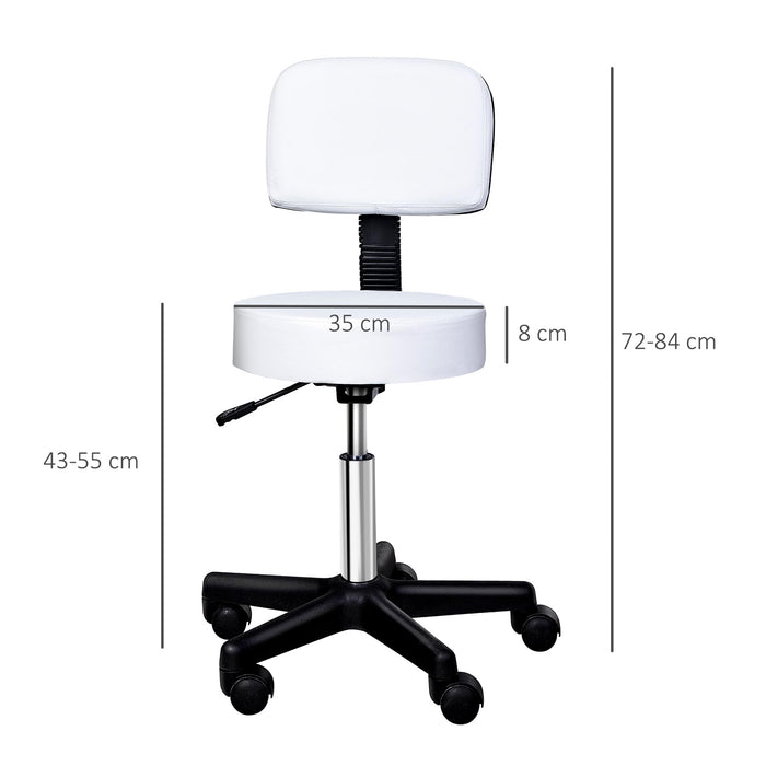 HOMCOM Massage Beauty Salon Spa Stool Swivel White