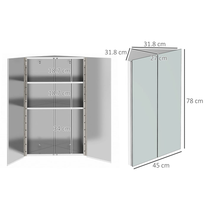 Kleankin Mirror Cabinet Stainless Steel Silver 270 x 780 mm