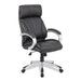 Nautilus Designs Ltd. High Back Leather Faced Manager Chair with Satin Silver Finish to Armrests and Base - Black