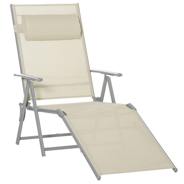 OutSunny Lounge Chair Mesh Sling Fabric Steel Frame 635 x 500 x 1,005 mm Beige