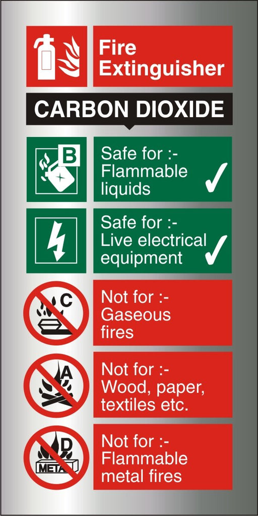 Fire Extinguisher Sign Carbon Dioxide Aluminium 20 x 10 cm